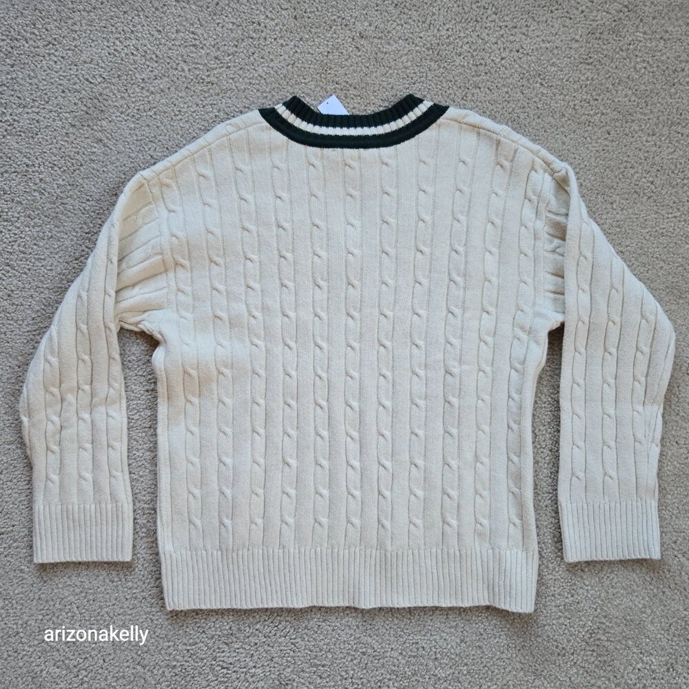 NWT GAP Sweater Tennis Polo Cricket Cable Knit GREEN - Picture 7 of 8